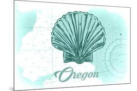 Oregon - Scallop Shell - Teal - Coastal Icon-Lantern Press-Mounted Art Print