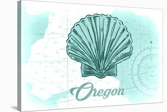 Oregon - Scallop Shell - Teal - Coastal Icon-Lantern Press-Stretched Canvas