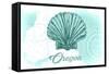 Oregon - Scallop Shell - Teal - Coastal Icon-Lantern Press-Framed Stretched Canvas