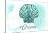 Oregon - Scallop Shell - Teal - Coastal Icon-Lantern Press-Stretched Canvas