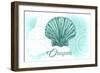 Oregon - Scallop Shell - Teal - Coastal Icon-Lantern Press-Framed Art Print