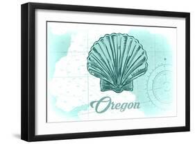 Oregon - Scallop Shell - Teal - Coastal Icon-Lantern Press-Framed Art Print