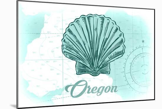 Oregon - Scallop Shell - Teal - Coastal Icon-Lantern Press-Mounted Art Print