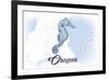 Oregon - Seahorse - Blue - Coastal Icon-Lantern Press-Framed Art Print