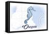 Oregon - Seahorse - Blue - Coastal Icon-Lantern Press-Framed Stretched Canvas