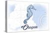 Oregon - Seahorse - Blue - Coastal Icon-Lantern Press-Stretched Canvas