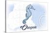 Oregon - Seahorse - Blue - Coastal Icon-Lantern Press-Stretched Canvas