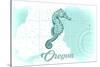 Oregon - Seahorse - Teal - Coastal Icon-Lantern Press-Stretched Canvas