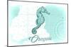 Oregon - Seahorse - Teal - Coastal Icon-Lantern Press-Mounted Art Print