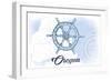 Oregon - Ship Wheel - Blue - Coastal Icon-Lantern Press-Framed Art Print