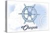 Oregon - Ship Wheel - Blue - Coastal Icon-Lantern Press-Stretched Canvas