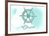 Oregon - Ship Wheel - Teal - Coastal Icon-Lantern Press-Framed Premium Giclee Print