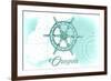 Oregon - Ship Wheel - Teal - Coastal Icon-Lantern Press-Framed Art Print