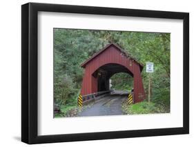 Oregon, Siuslaw National Forest, North Fork Yachats Bridge on the Yachats River-John Barger-Framed Photographic Print