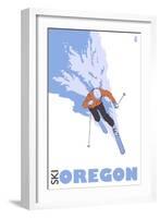 Oregon, Skier Stylized-Lantern Press-Framed Art Print