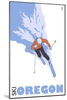Oregon, Skier Stylized-Lantern Press-Mounted Art Print