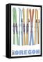 Oregon, Skis in the Snow-Lantern Press-Framed Stretched Canvas