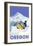 Oregon, Snowmobile Scene-Lantern Press-Framed Art Print