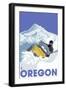 Oregon, Snowmobile Scene-Lantern Press-Framed Art Print