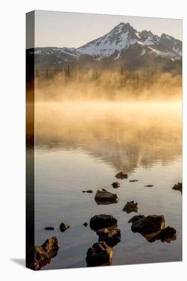 Oregon, Sparks Lake. Misty Lake and Mt. Bachelor-Jaynes Gallery-Stretched Canvas