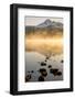 Oregon, Sparks Lake. Misty Lake and Mt. Bachelor-Jaynes Gallery-Framed Photographic Print