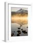 Oregon, Sparks Lake. Misty Lake and Mt. Bachelor-Jaynes Gallery-Framed Photographic Print