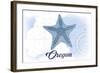 Oregon - Starfish - Blue - Coastal Icon-Lantern Press-Framed Art Print