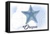 Oregon - Starfish - Blue - Coastal Icon-Lantern Press-Framed Stretched Canvas