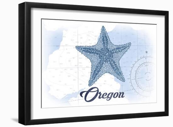 Oregon - Starfish - Blue - Coastal Icon-Lantern Press-Framed Art Print