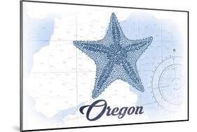 Oregon - Starfish - Blue - Coastal Icon-Lantern Press-Mounted Art Print