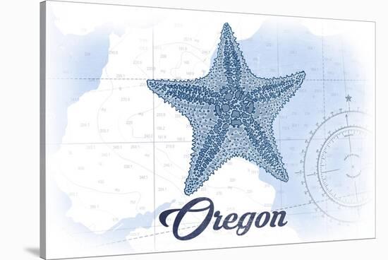 Oregon - Starfish - Blue - Coastal Icon-Lantern Press-Stretched Canvas