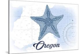 Oregon - Starfish - Blue - Coastal Icon-Lantern Press-Stretched Canvas