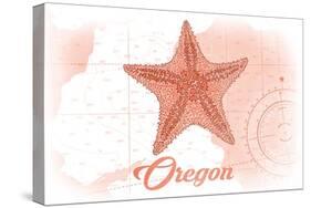 Oregon - Starfish - Coral - Coastal Icon-Lantern Press-Stretched Canvas