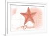 Oregon - Starfish - Coral - Coastal Icon-Lantern Press-Framed Premium Giclee Print