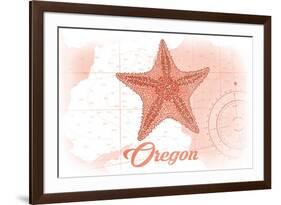 Oregon - Starfish - Coral - Coastal Icon-Lantern Press-Framed Premium Giclee Print
