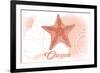 Oregon - Starfish - Coral - Coastal Icon-Lantern Press-Framed Premium Giclee Print