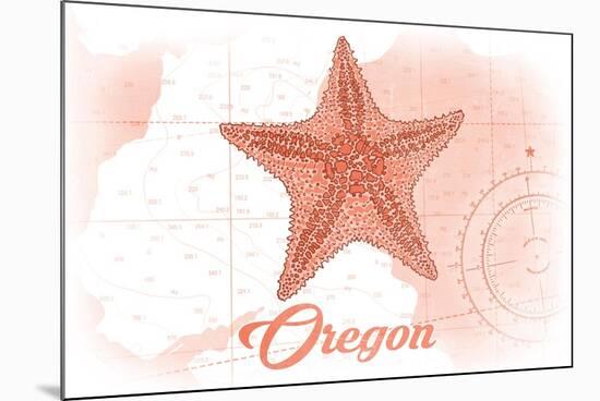 Oregon - Starfish - Coral - Coastal Icon-Lantern Press-Mounted Premium Giclee Print