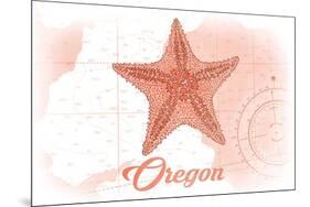 Oregon - Starfish - Coral - Coastal Icon-Lantern Press-Mounted Premium Giclee Print