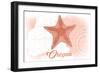 Oregon - Starfish - Coral - Coastal Icon-Lantern Press-Framed Art Print