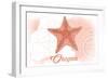 Oregon - Starfish - Coral - Coastal Icon-Lantern Press-Framed Art Print