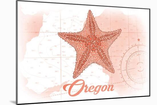 Oregon - Starfish - Coral - Coastal Icon-Lantern Press-Mounted Art Print