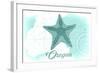 Oregon - Starfish - Teal - Coastal Icon-Lantern Press-Framed Art Print