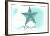 Oregon - Starfish - Teal - Coastal Icon-Lantern Press-Framed Art Print