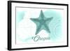 Oregon - Starfish - Teal - Coastal Icon-Lantern Press-Framed Art Print