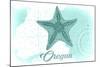 Oregon - Starfish - Teal - Coastal Icon-Lantern Press-Mounted Art Print