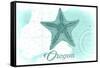 Oregon - Starfish - Teal - Coastal Icon-Lantern Press-Framed Stretched Canvas