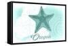 Oregon - Starfish - Teal - Coastal Icon-Lantern Press-Framed Stretched Canvas