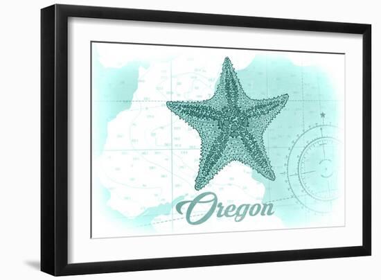 Oregon - Starfish - Teal - Coastal Icon-Lantern Press-Framed Art Print