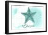 Oregon - Starfish - Teal - Coastal Icon-Lantern Press-Framed Art Print