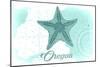 Oregon - Starfish - Teal - Coastal Icon-Lantern Press-Mounted Art Print